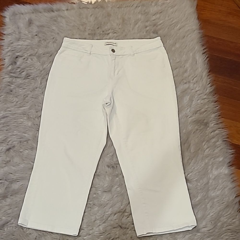 Coldwater creek natural fit cotton white denim capris‎ womens size 8